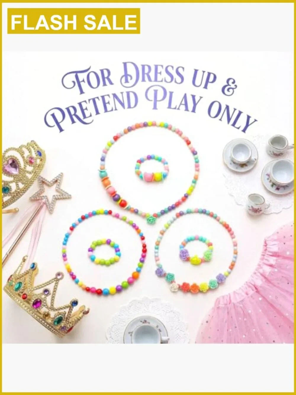 3-Pack Toddler Play Jewelry Set - Necklace & Bracelet for Girls